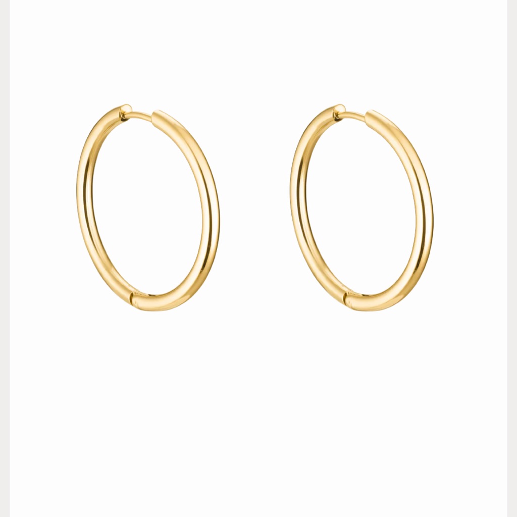 14k Gold On Pvd Waterproof Hoops 65$